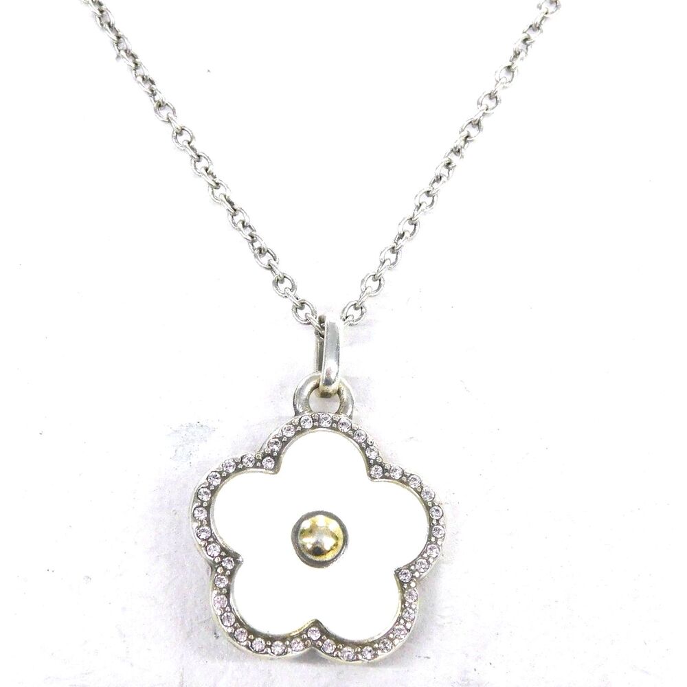 Brighton Dazzling Love Flower White Enamel Necklace